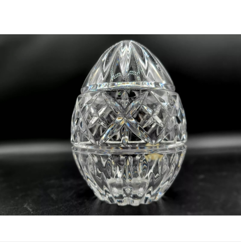 Bohemian Czech Large Clear Crystal Egg Paper Weight